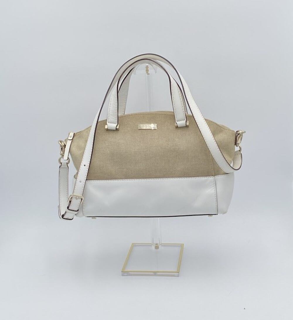 Kate Spade 2-Way Handbag Charlotte Street Crossbody Sloan White Leather Canvas